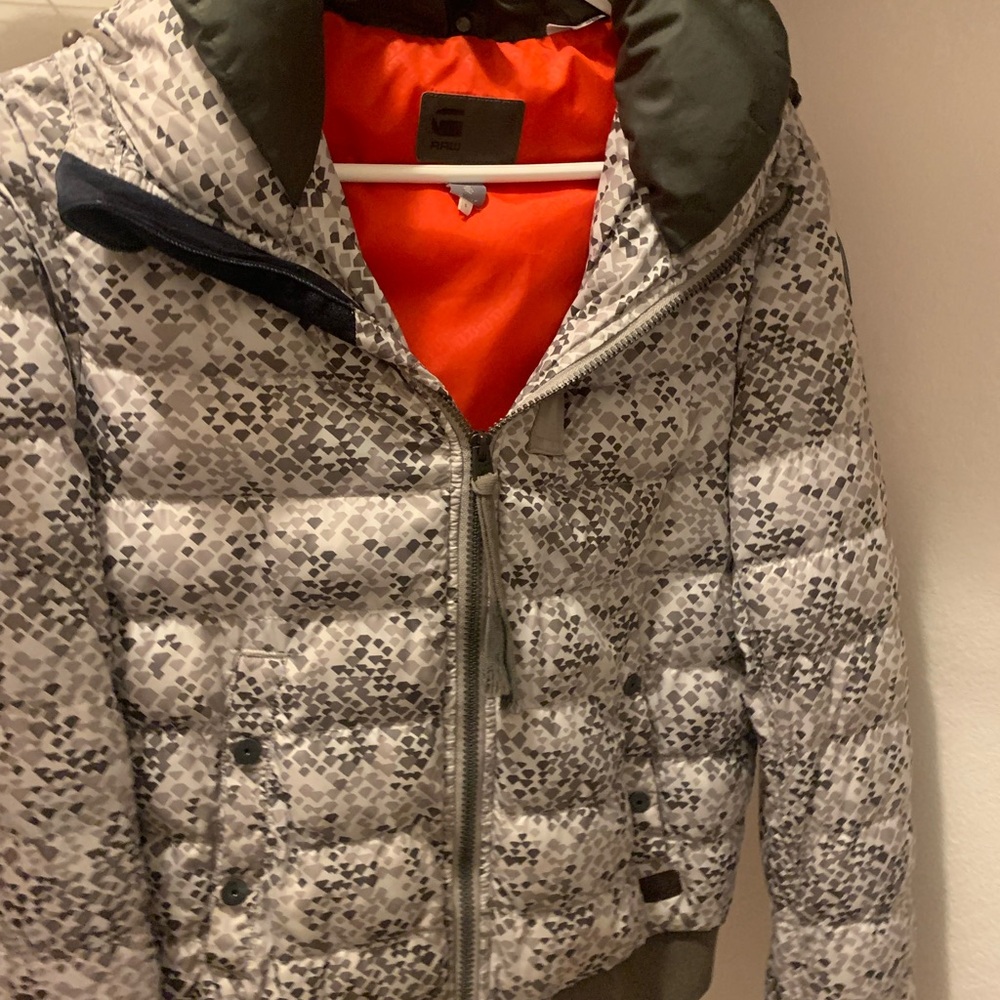 G-Star Black and Gray Patterned Puffer Jacket
